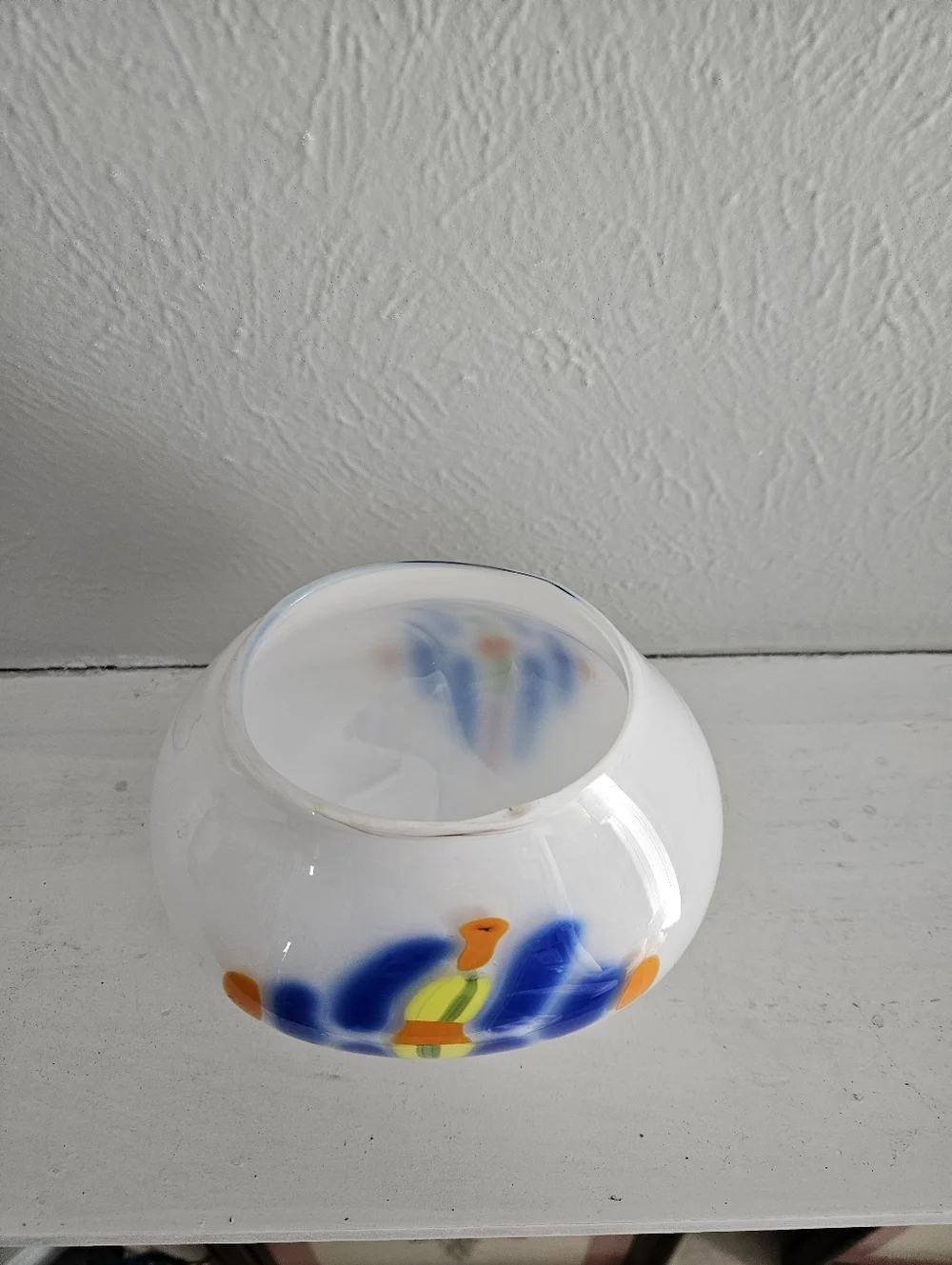 Vintage Lavorazione Atre Murano Curved Oval Glass Vase